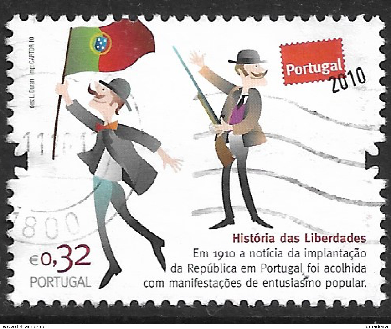 Portugal – 2010 Republic Centenary 0,32 Used Stamp - Gebruikt