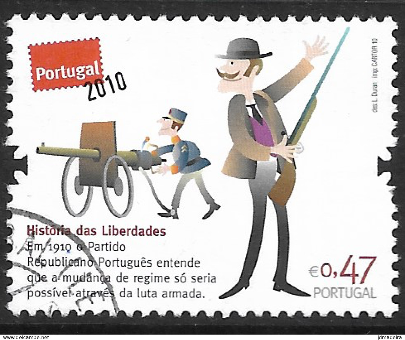 Portugal – 2010 Republic Centenary 0,47 Used Stamp - Oblitérés