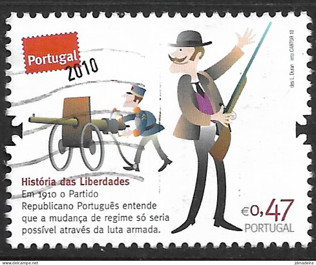 Portugal – 2010 Republic Centenary 0,47 Used Stamp - Usado