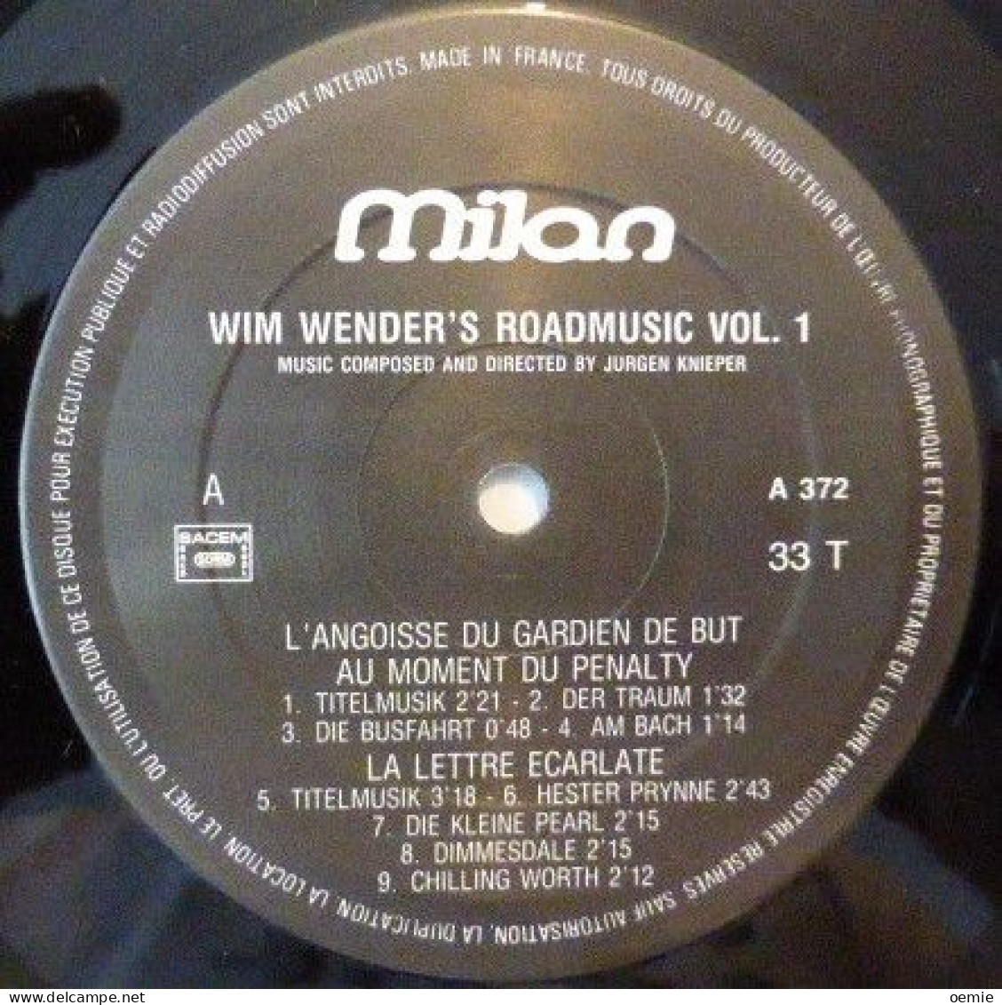 JURGEN KNIEPER  / WIM WENDERS - Filmmuziek