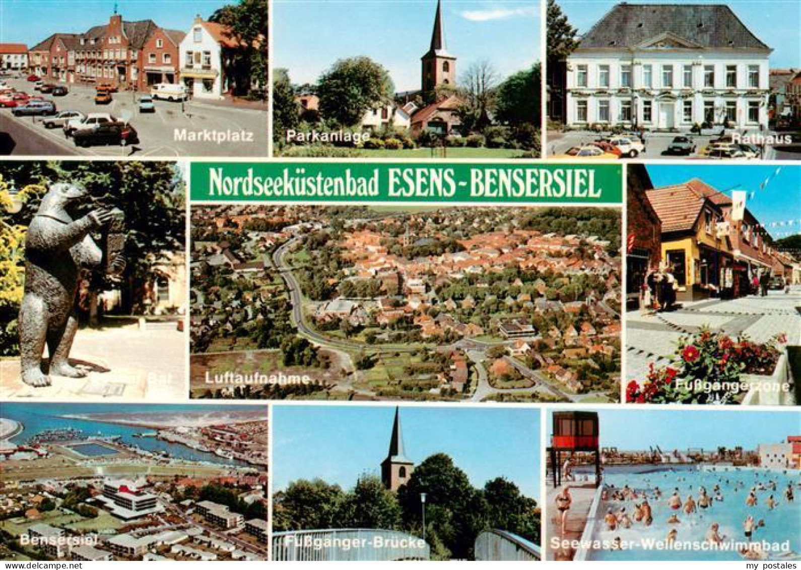 73907806 Esens Bensersiel Marktplatz Parkanlage Rathaus Fliegeraufnahme Fussgaen - Esens