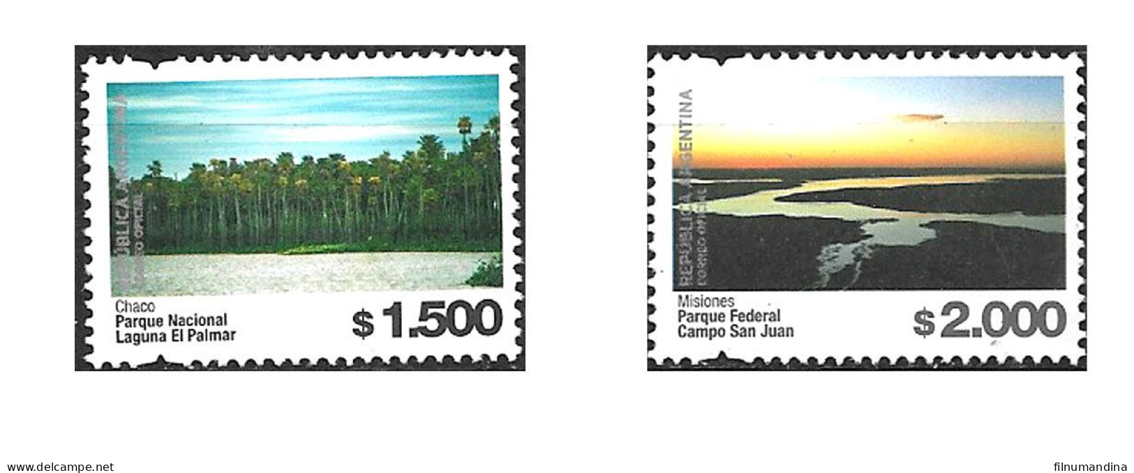 #75339 ARGENTINA 2023 NEW HIGHER DEFINITIVES NATIONAL PARCS RIVER,FOREST 1500/.2000 PESOS MNH - Ongebruikt