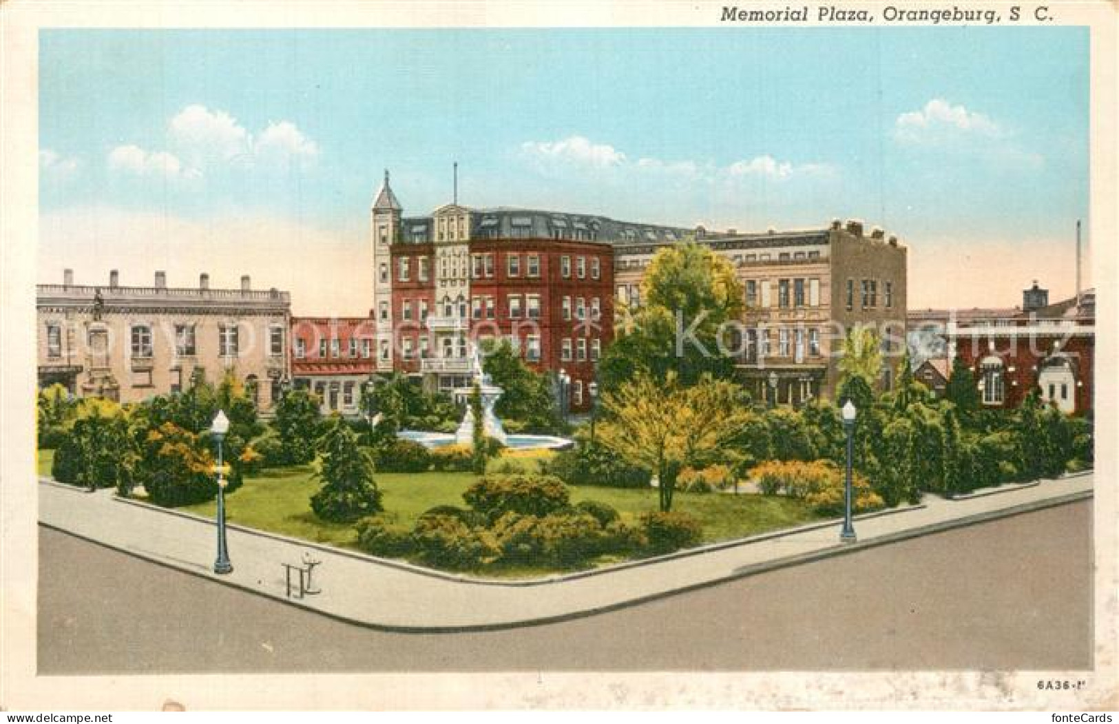 73557501 Orangeburg_South_Carolina Memorial Plaza Illustration - Altri & Non Classificati