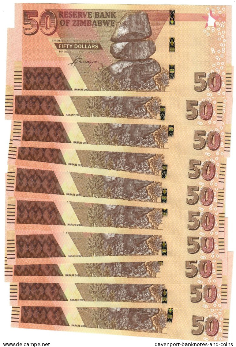 Zimbabwe 10x 50 Dollars 2020 UNC - Zimbabwe