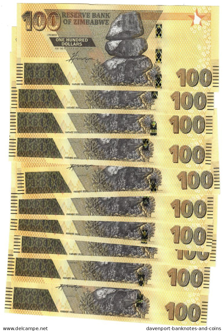 Zimbabwe 10x 100 Dollars 2020 UNC - Simbabwe