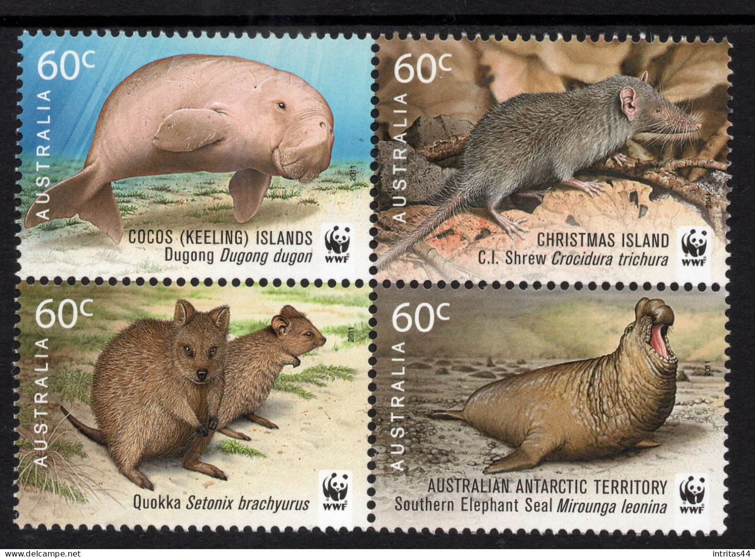 COCOS(keeling)ISLANDS 2011 50th ANNIVERSARY OF WORLDWIDE FUND FOR NATURE BLOCK OF (4) MNH - Cocos (Keeling) Islands