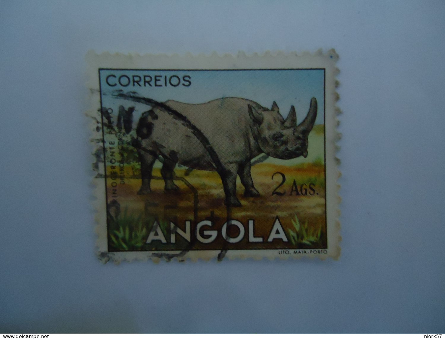 ANGOLA  USED STAMPS ANIMALS RHINOCEROS - Rhinozerosse