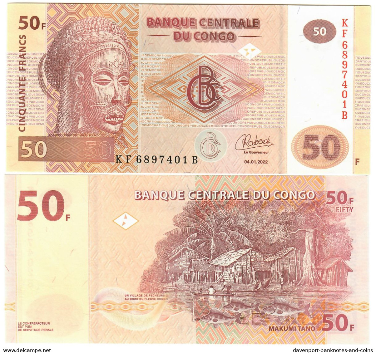 Democratic Republic Of Congo 10x 50 Francs 2022 UNC - République Démocratique Du Congo & Zaïre