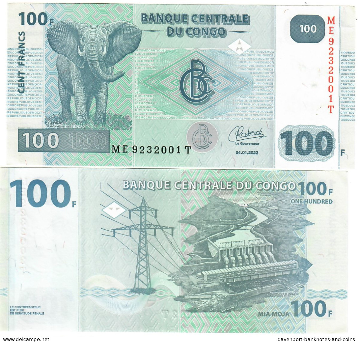 Democratic Republic Of Congo 100 Francs 2022 UNC - République Démocratique Du Congo & Zaïre