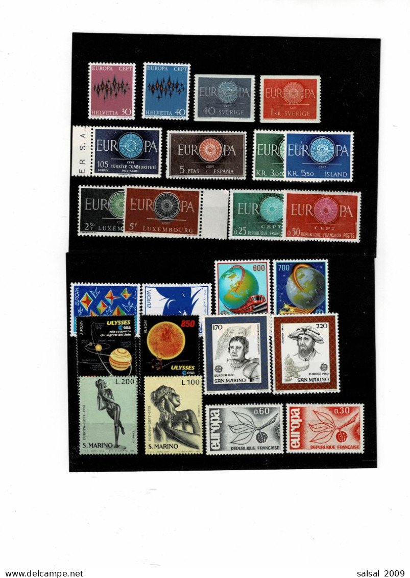TEMATICA EUROPA-CEPT ,1956-93 ,oltre 250 pezzi MNH ,moltissime serie complete ,in genere qualita ottima