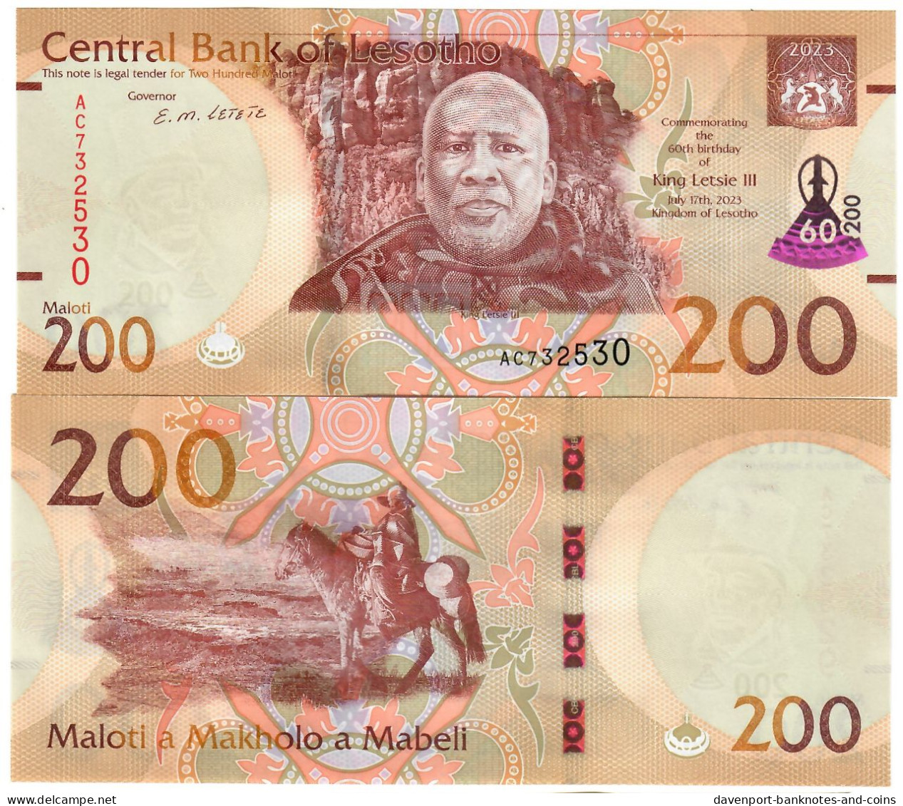 Lesotho 200 Maloti 2023 UNC Commemorative - Lesotho