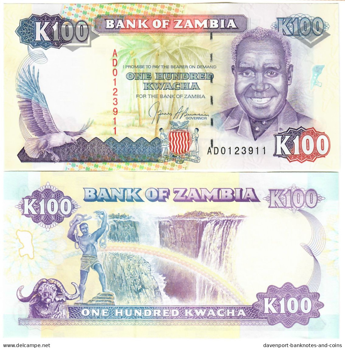 Zambia 10x 100 Kwacha 1991 UNC - Zambia