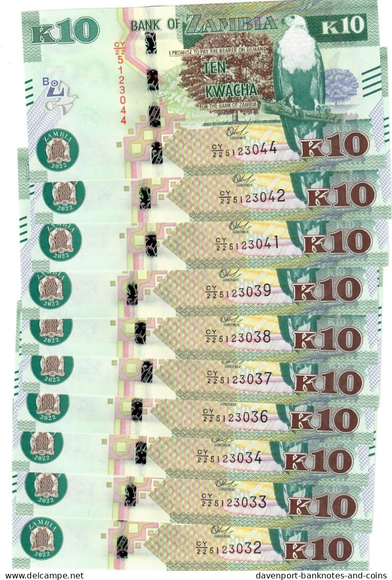 Zambia 10x 10 Kwacha 2022 UNC - Zambia