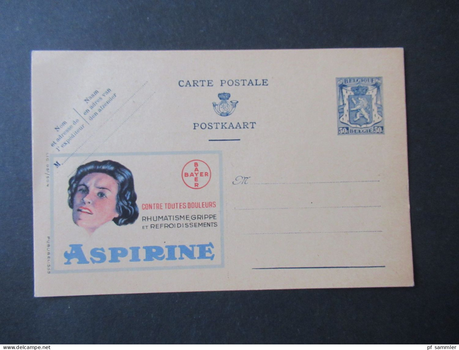 Belgien Publibel - Postal Stationery Belgium / Ganzsache Ungebraucht 1950er Jahre Aspirine - Bayer - Tarjetas 1951-..