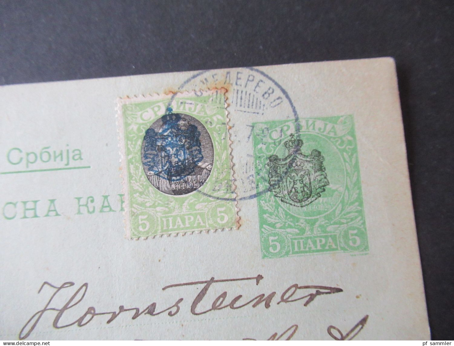 Serbien 1904 Ganzsache Mit Zusatzfrankatur / Marke Und GA Mit Wappen Aufdruck Nach Passau Mit Ank. Stempel - Serbia