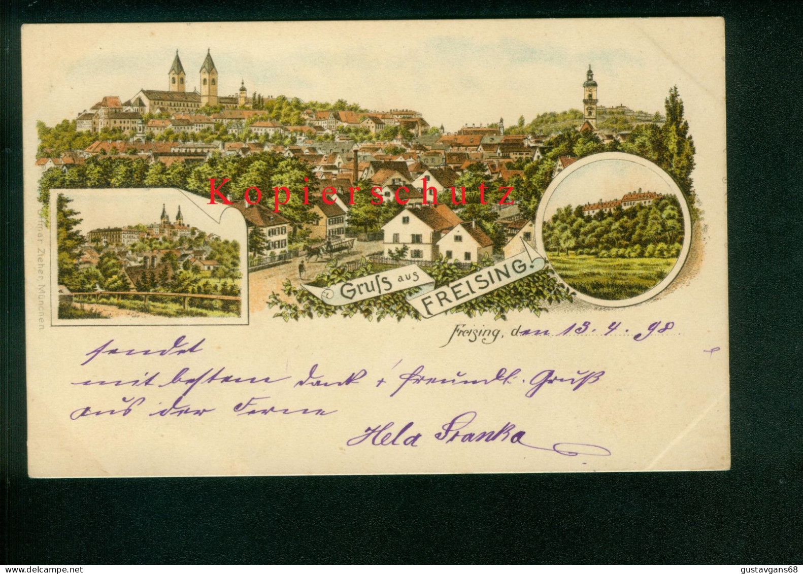 Litho-AK Freising, Gelaufen 1898 Nach Dresden Pieschen - Freising