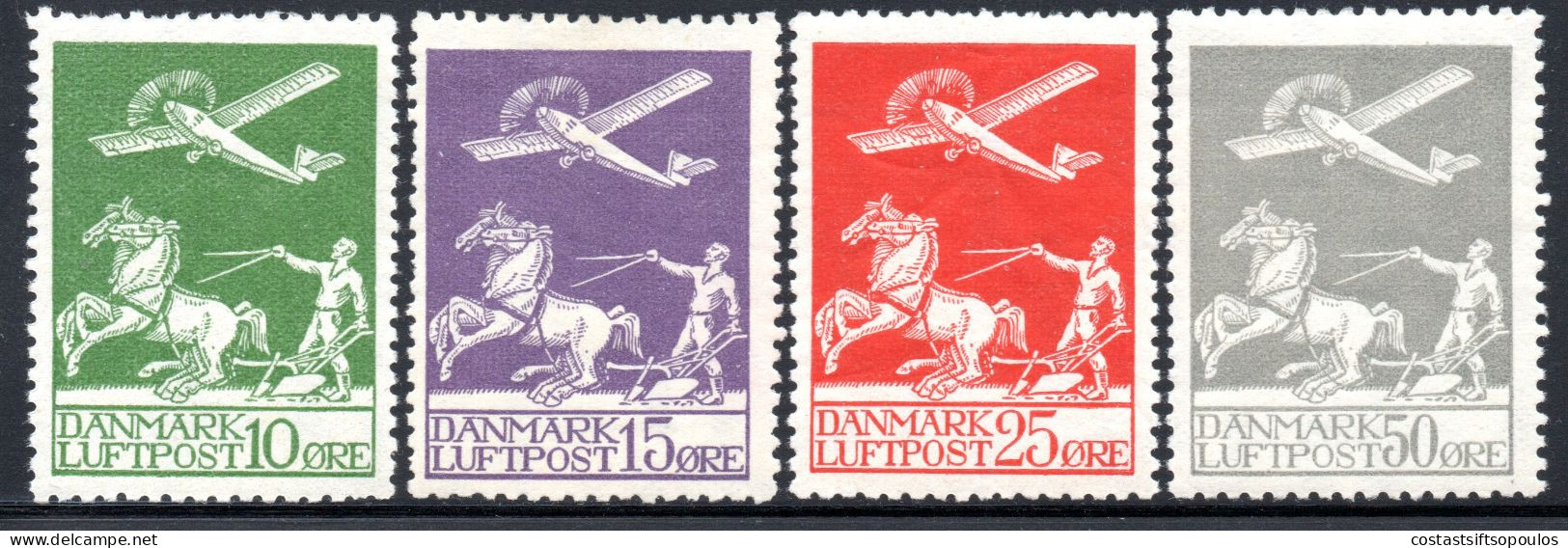 2294. DENMARK 1925-1929 AIRMAIL 1-4 (SHORT SET ) MNH - Luftpost