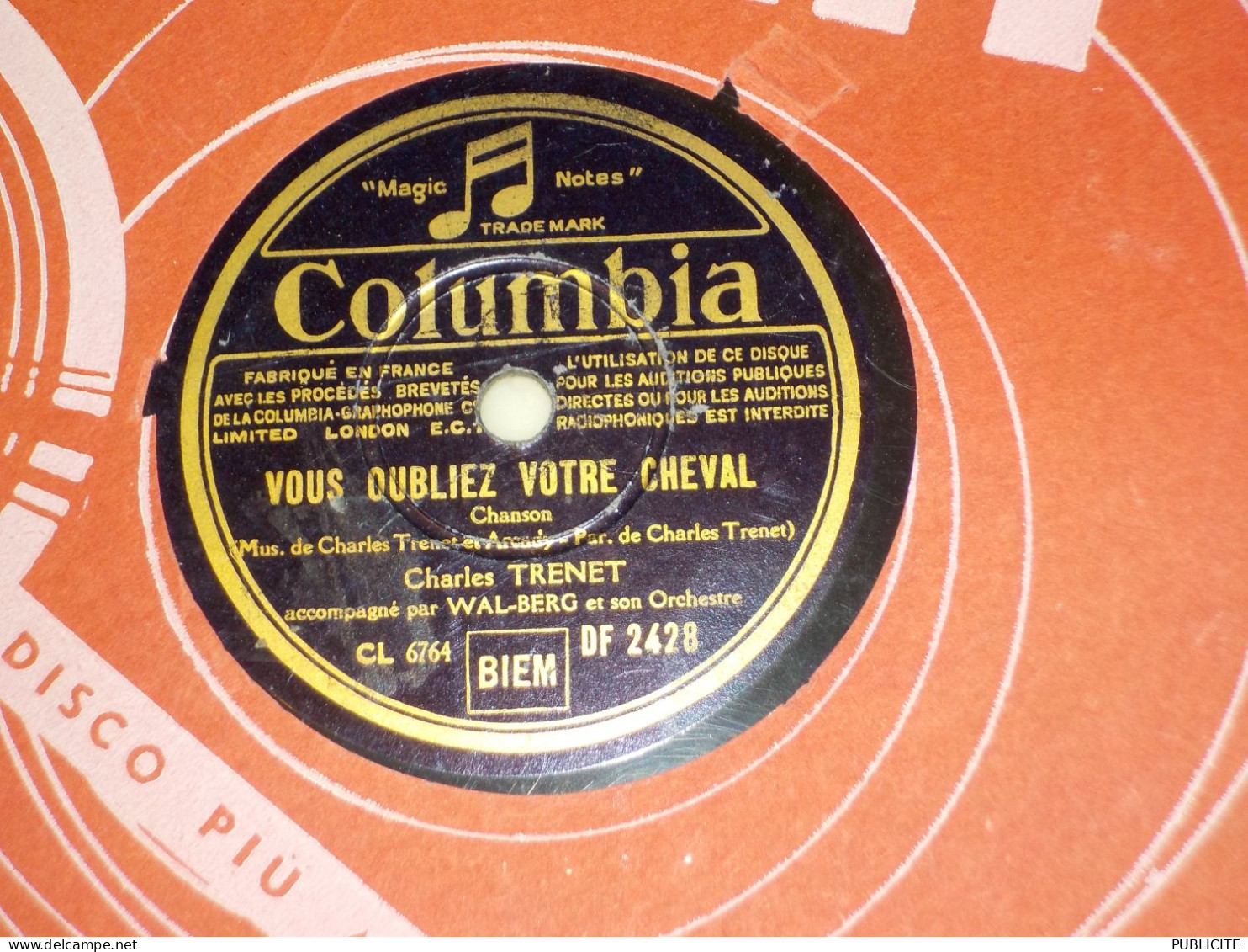 VINYLE  DISQUE 78 TOURS CHARLES TRENET 1938 - 78 Rpm - Gramophone Records