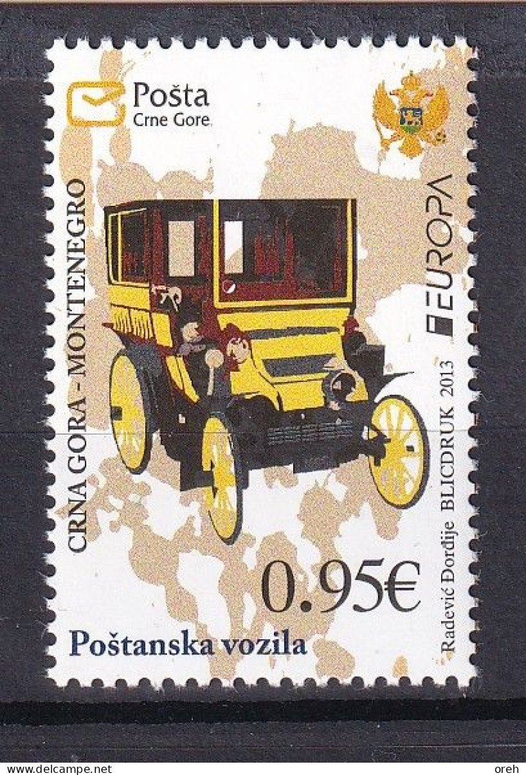 MONTENEGRO  2013, EUROPA CEPT,POSTAL WEICHELS,OLD CARS,WIGNETTE,MNH - 2013