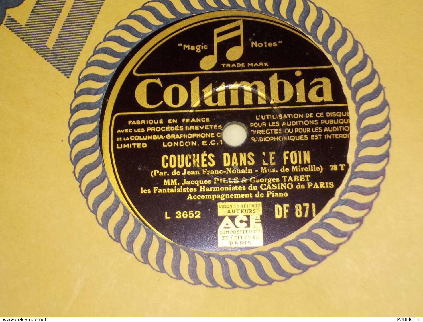 DISQUE VYNIL 78 TOURS  CASINO DE PARIS AVEC JACQUES PILLS ET GEORGES TABET - 78 Rpm - Schellackplatten