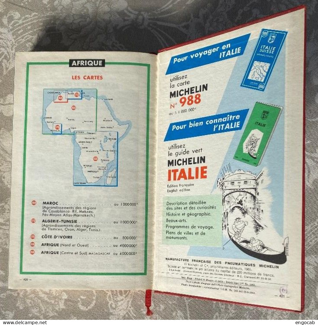 Guide Michelin ITALIE 1965 A - Michelin-Führer