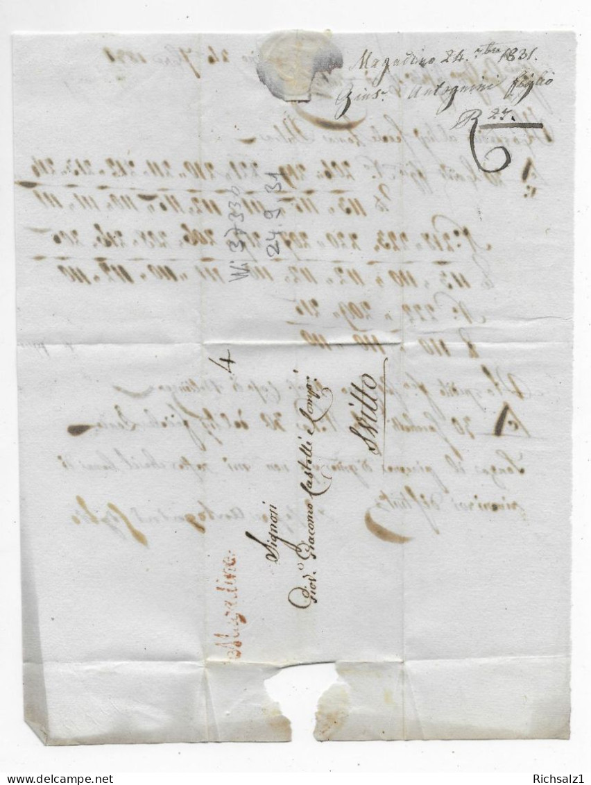 Heimat Zug: Faltbrief 1831 Mit Rotem Stab Magadino (Wi 3733b) - ...-1845 Precursores