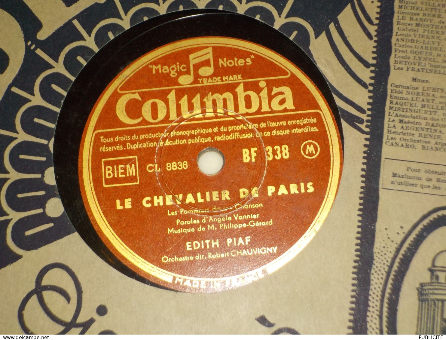 COLUMBIA  DISQUE 78 TOURS CHANSON EDITH PIAF 1950 - 78 T - Grammofoonplaten