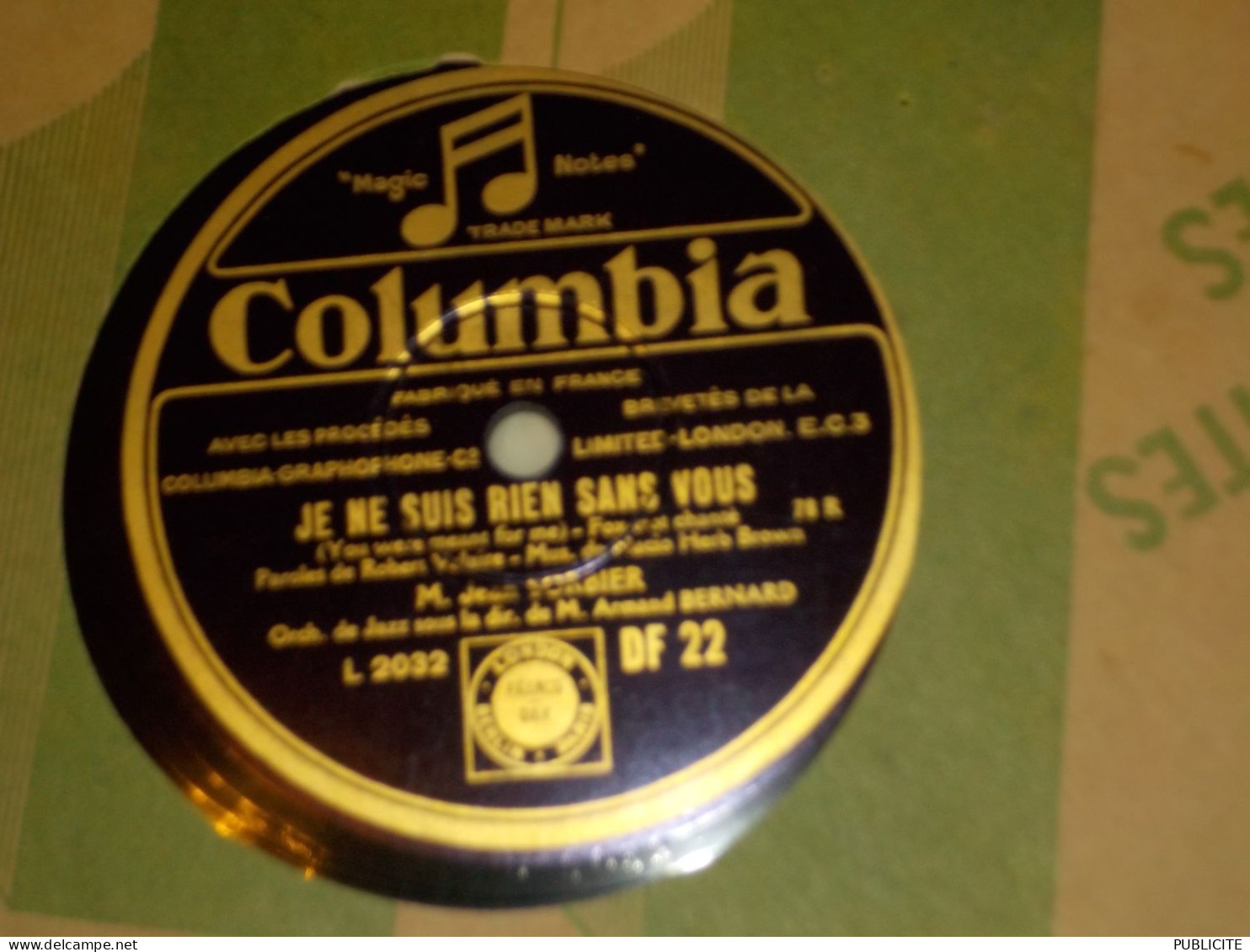 DISQUE VYNIL 78 TOURS FOX TROT DU FILMCHANSON PAIENNE DE JEAN SORBIER 1930 - 78 G - Dischi Per Fonografi