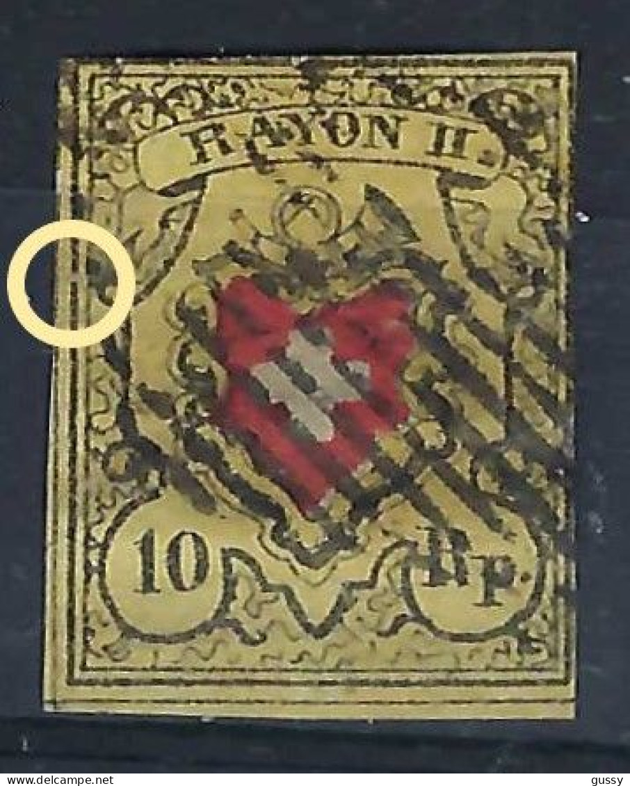 SUISSE Ca.1850:  Le ZNr. 16II Obl. Grille - 1843-1852 Timbres Cantonaux Et  Fédéraux