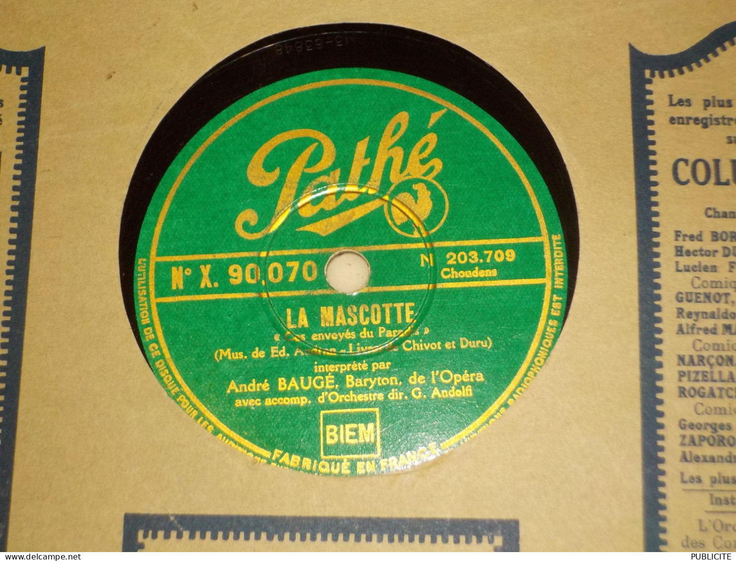 DISQUE 78 TOURS BARYTON  ANDRE BAUGE 1935 - 78 Rpm - Schellackplatten