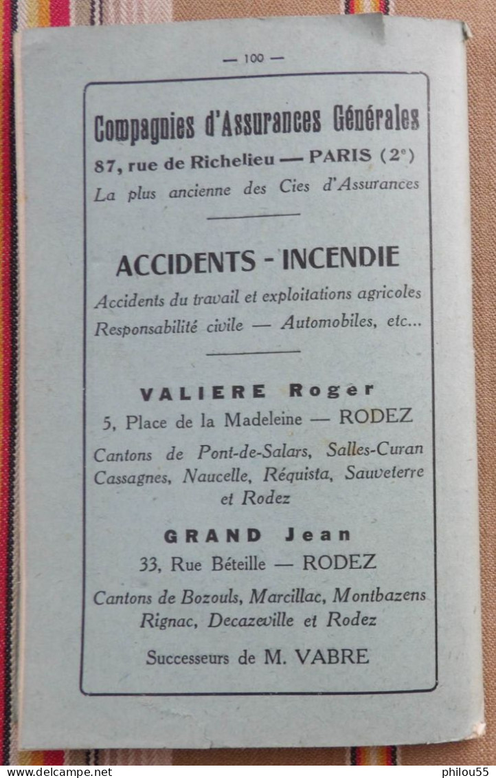 12 RODEZ Calendrier Bissextile 1952 Systeme TOALDO Foires Du Departement Et Limitrophes PUB - Midi-Pyrénées