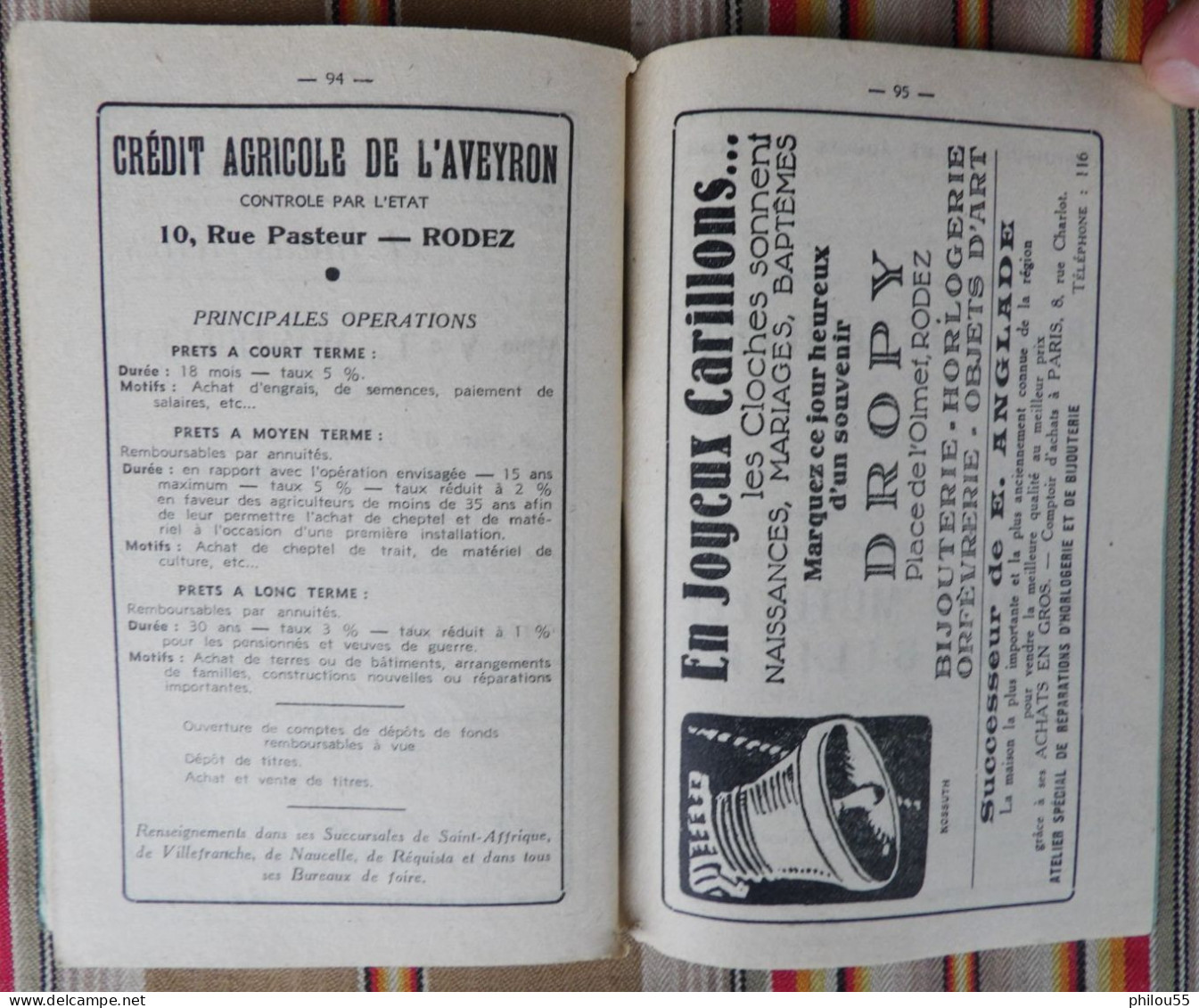12 RODEZ Calendrier Bissextile 1952 systeme TOALDO Foires du departement et Limitrophes PUB