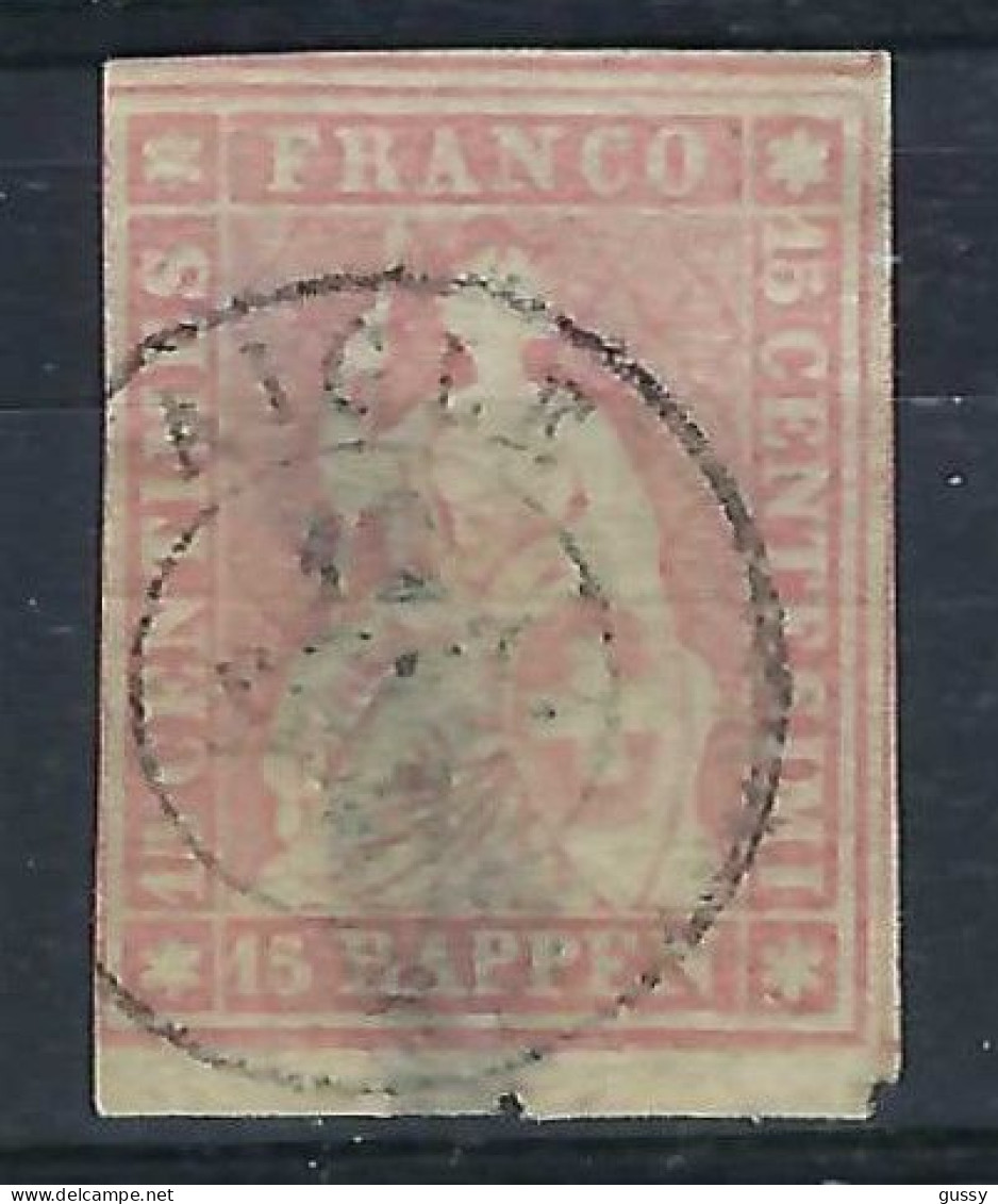 SUISSE Ca.1857-62:  Le ZNr. 24G Obl. CAD "Aigle", Aminci - Usati