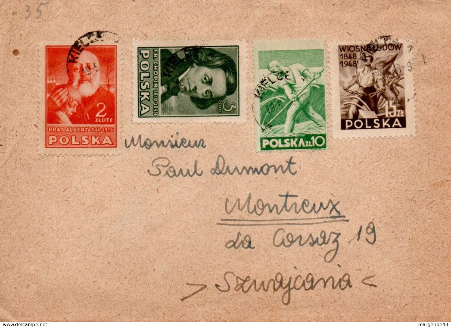 POLOGNE AFFRANCHISSEMENT COMPOSE SUR LETTRE INTERIEURE 1948 - Cartas & Documentos