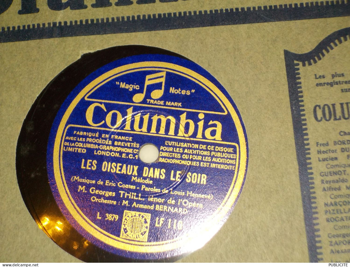 DISQUE VYNIL 78 TOURS MELODIE TENOR OPERA GEORGES THILL 1932 - 78 T - Disques Pour Gramophone