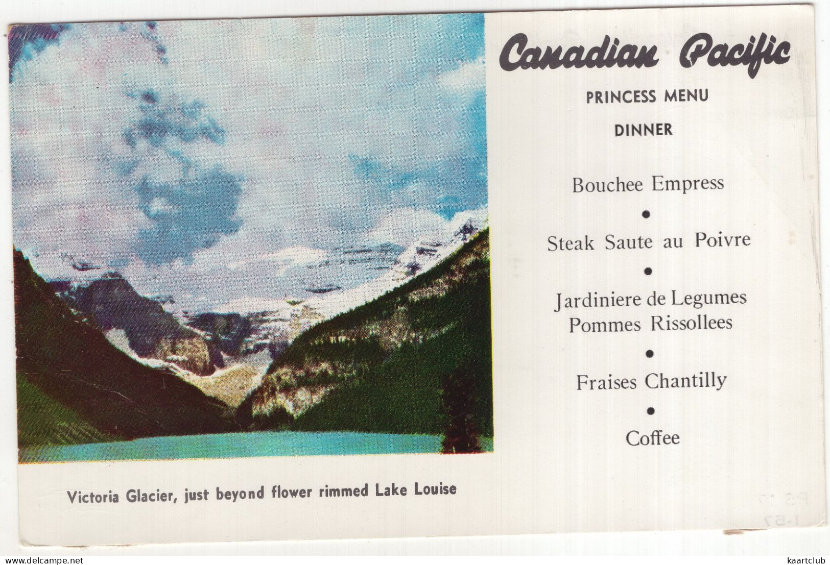 Canadian Pacific Airlines: 'Princess Menu Dinner' - Victoria Glacier, Lake Louise  - (Alberta, Canada) - Banff