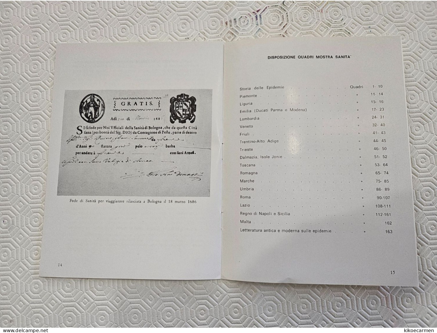 Mostra Documenti Sanitari Area Italiana, Bolli Di Sanità, Pandemic Healthcare Bologna 14pages In 7 B/w Photocopies - Sanità