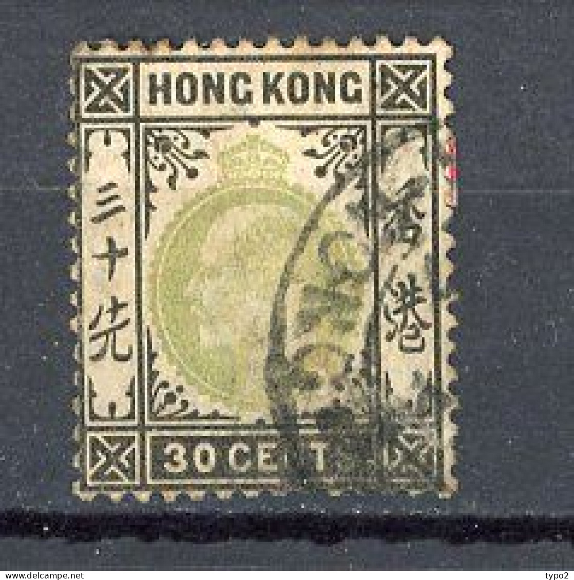 H-K  Yv. N° 70 ; SG N° 70 Fil CA (o) 30c Noir Et Vert Edouard VII Cote 27 Euro BE  2 Scans - Used Stamps