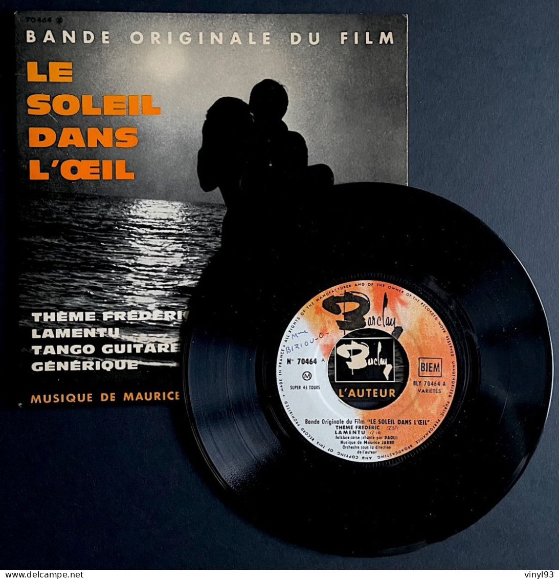 1961 - EP 45T B.O Du Film "Le Soleil Dans L'oeil" - Musique De Maurice Jarre - Barclay 70 464 - Musique De Films