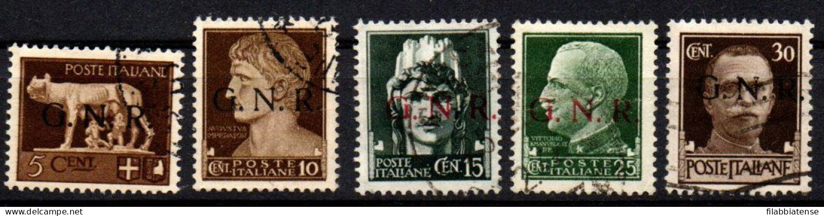 1943 - Italia - Repubblica Sociale 470/72 + 474/75 Soprastampata    ------ - Usati