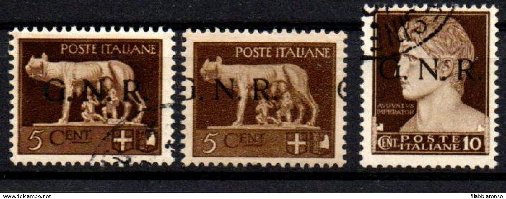 1943 - Italia - Repubblica Sociale 470 X 2 + 471 Soprastampata    ------ - Afgestempeld
