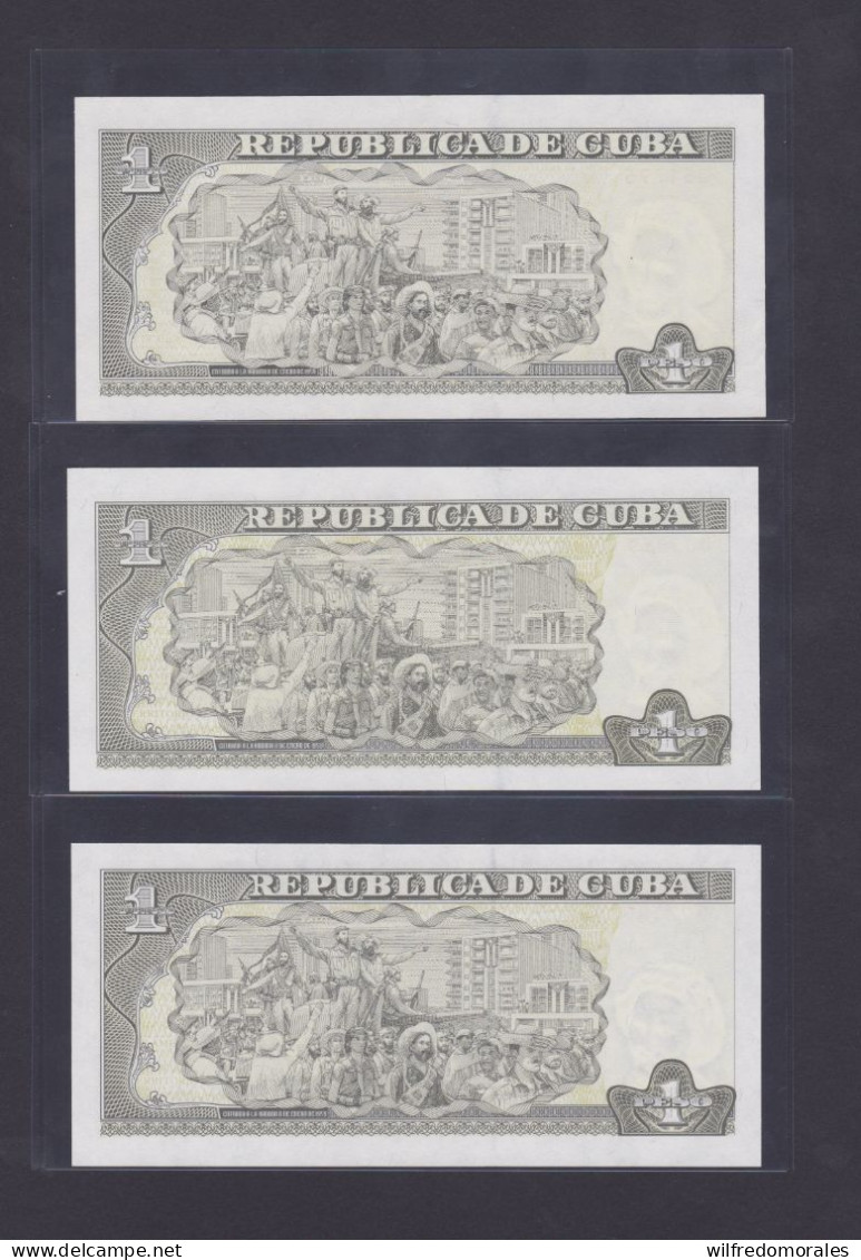 CUBA 1 Peso 2009/2010/2011 SC/UNC LOTE DE TRES BILLETES - Cuba