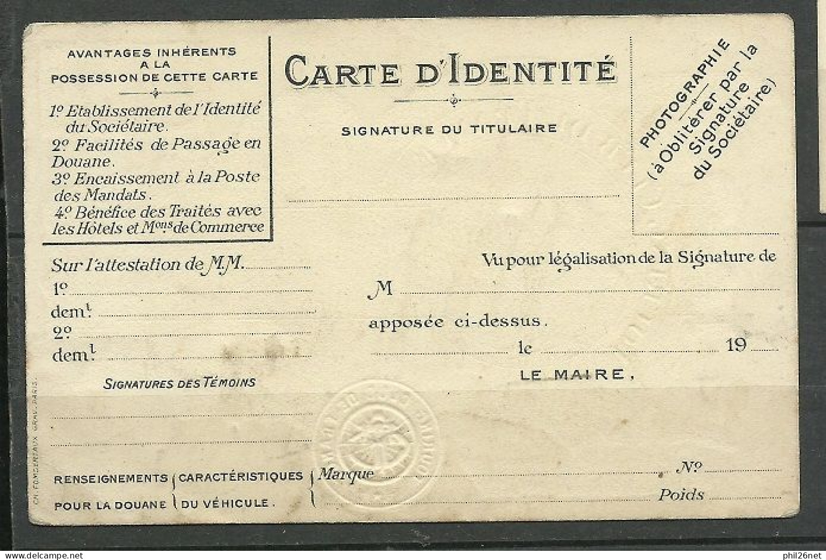 Carte Illustré  Touring Club De France 1922  Avec Vignette  B/TB      Voir Scans  Soldé ! ! ! - Tourismus (Vignetten)