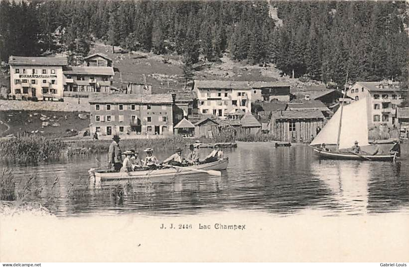 Lac Champex Barque Animée Voilier Orsières - Orsières