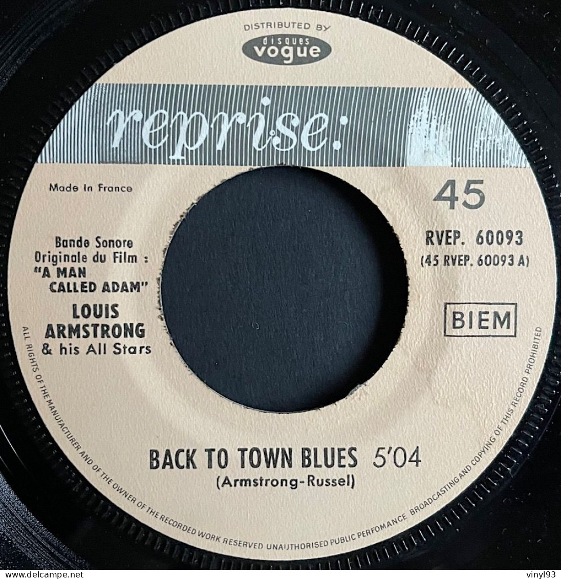 1966 - EP 45T B.O Du Film "A Man Called Adam" - L.Armstrong & Sammy Davis Junior - Vogue RVEP 60 093 - Soundtracks, Film Music