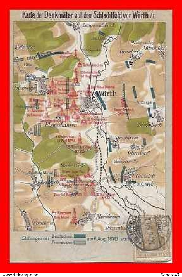 2 CPA WOERTH (Allemagne) Karte Des Denkmäler Auf Dem Schachtfeld Von Wörth / Franz. Reiter-Denkmal Bei Morsbronn *2484 - Woerth