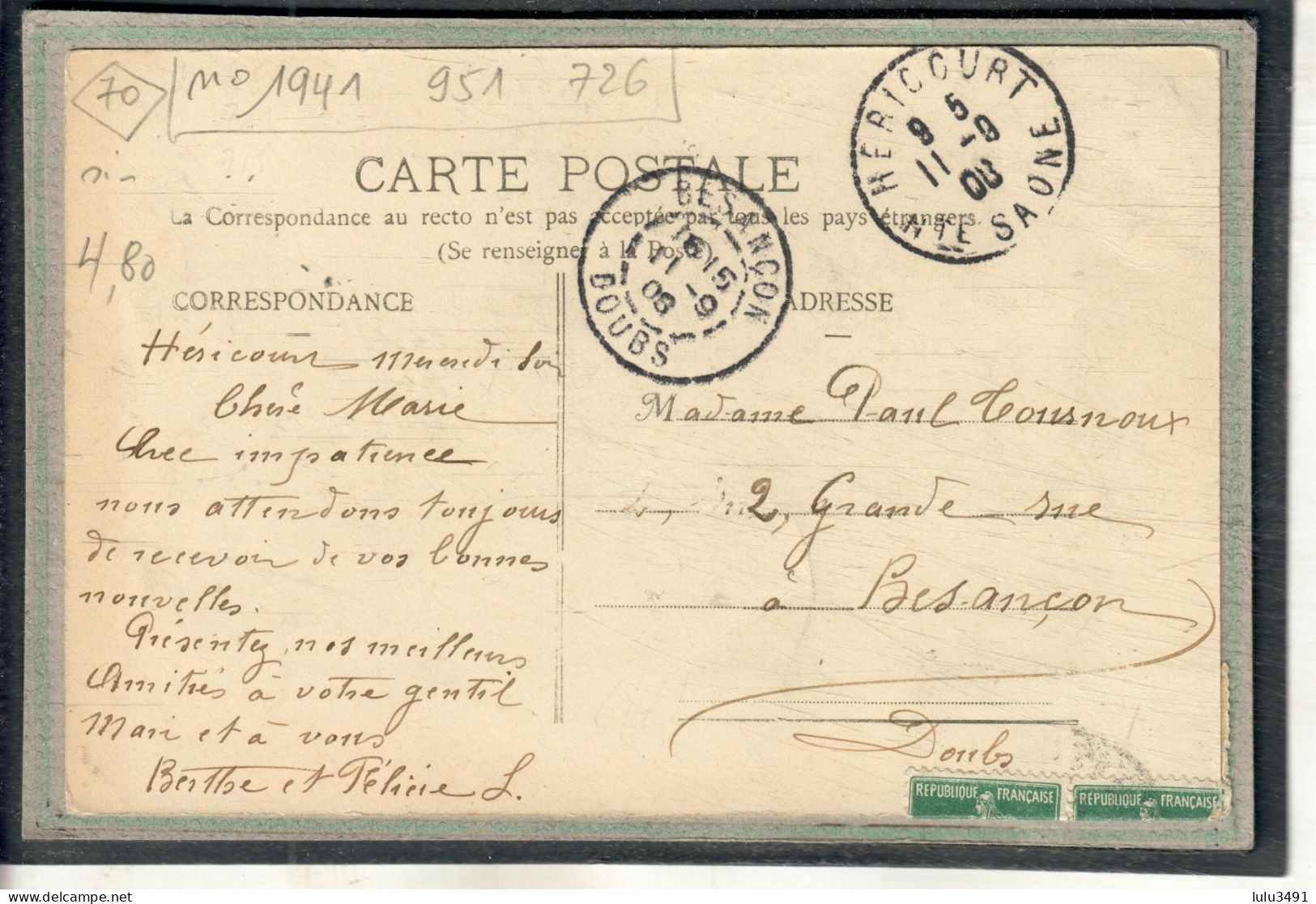 CPA - HERICOURT (70) - Aspect De L'Usine Sur La Luzine En 1908 - Héricourt