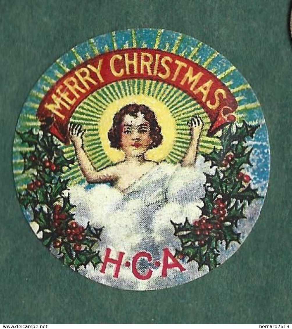 Cachet De Fermeture  Ancien   - Emissions Privees - Canada  Ou U.S.A - Vers 1930 -   Merry Christmas  H.C.A. - Cachets Généralité