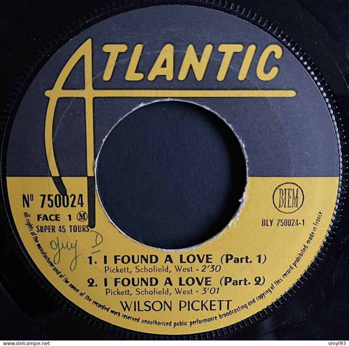 1967 - 7ème EP 45T De Wilson Pickett "I Found A Love" - Atlantic 750 024M - Autres - Musique Anglaise