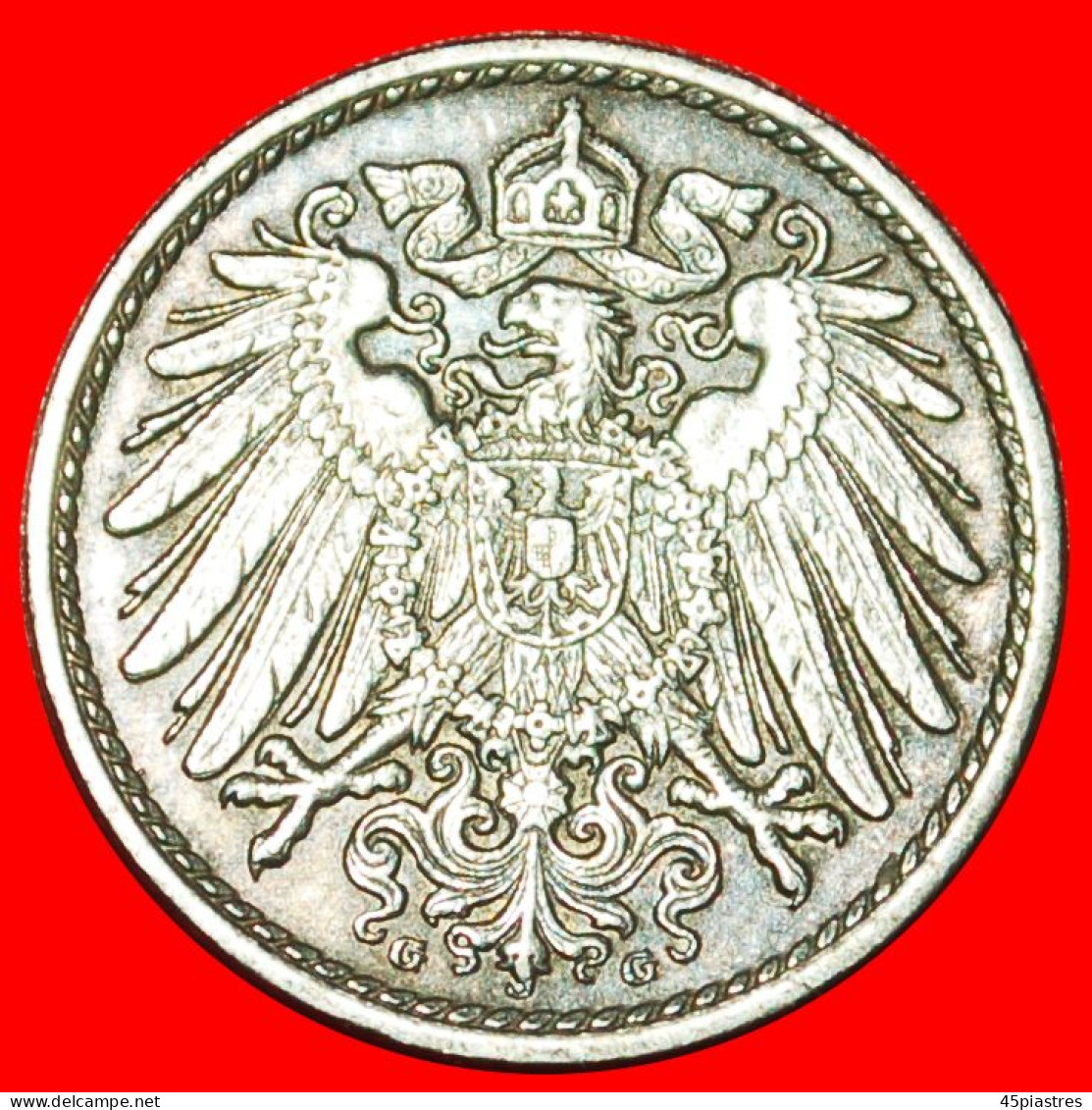 * EAGLE (1890-1915): GERMANY  5 PFENNIG 1915G UNCOMMON BADEN! WILLIAM II (1888-1918)  · LOW START ·  NO RESERVE! - 5 Pfennig